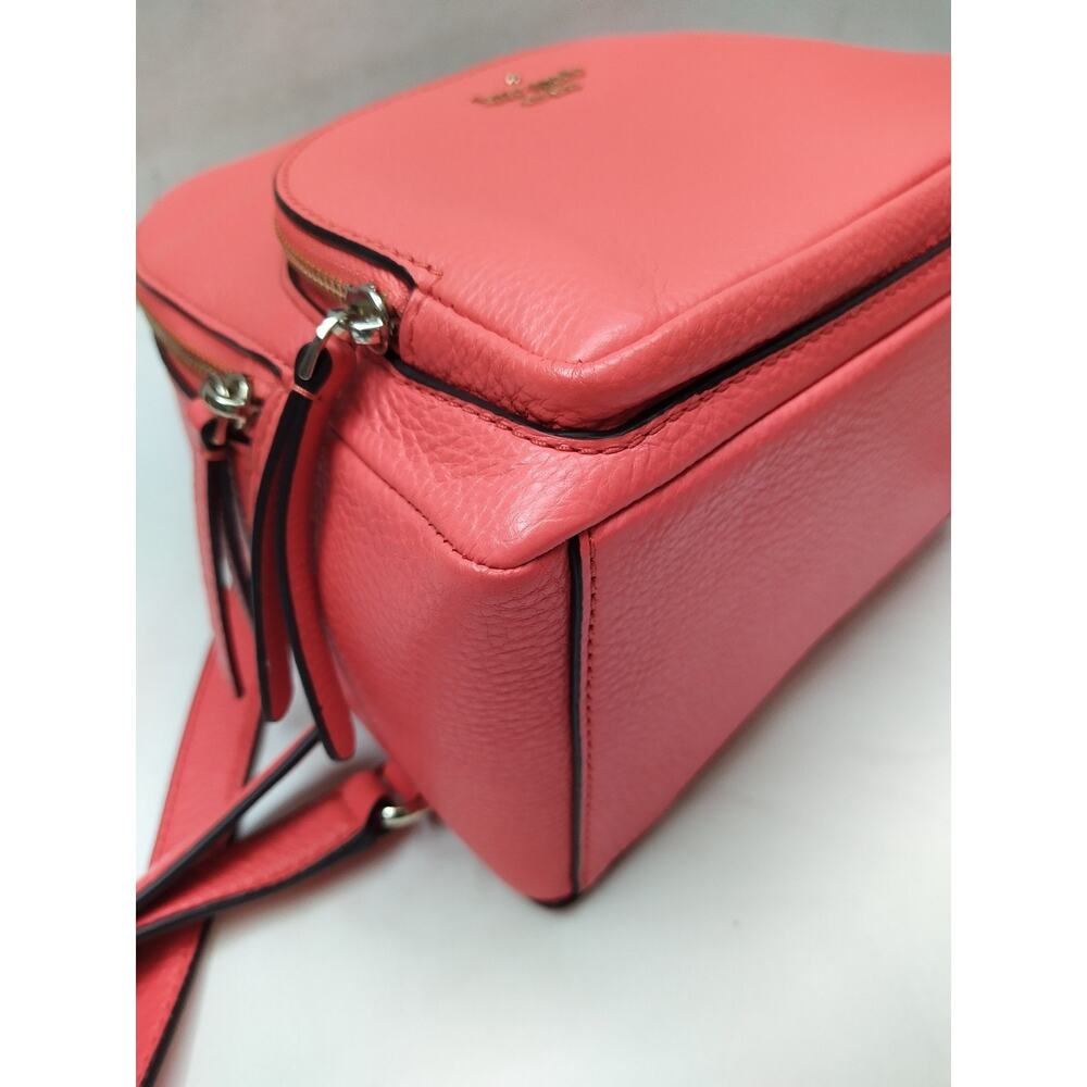 Kate Spade New York Jackson Coral Red Pebbled Leather Zipper Top Handle Backpack - Picture 7 of 16